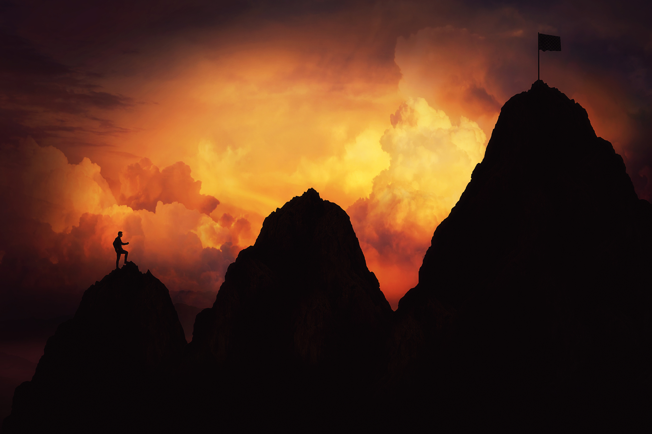 Persona tratando de llegar a la cima, se relaciona con Misión