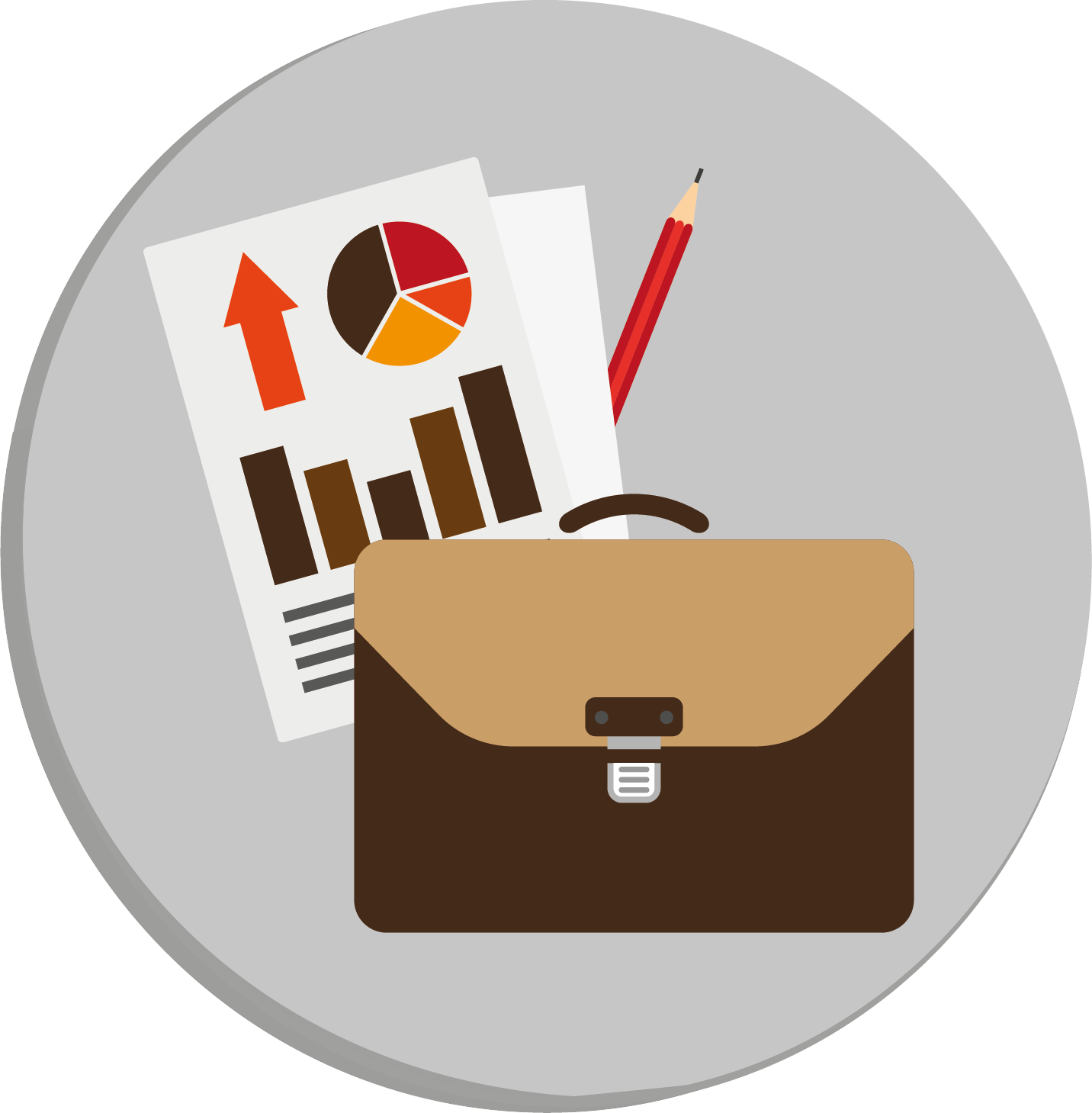 imagen que muestra un circulo que contiene un portafolio con documentos 