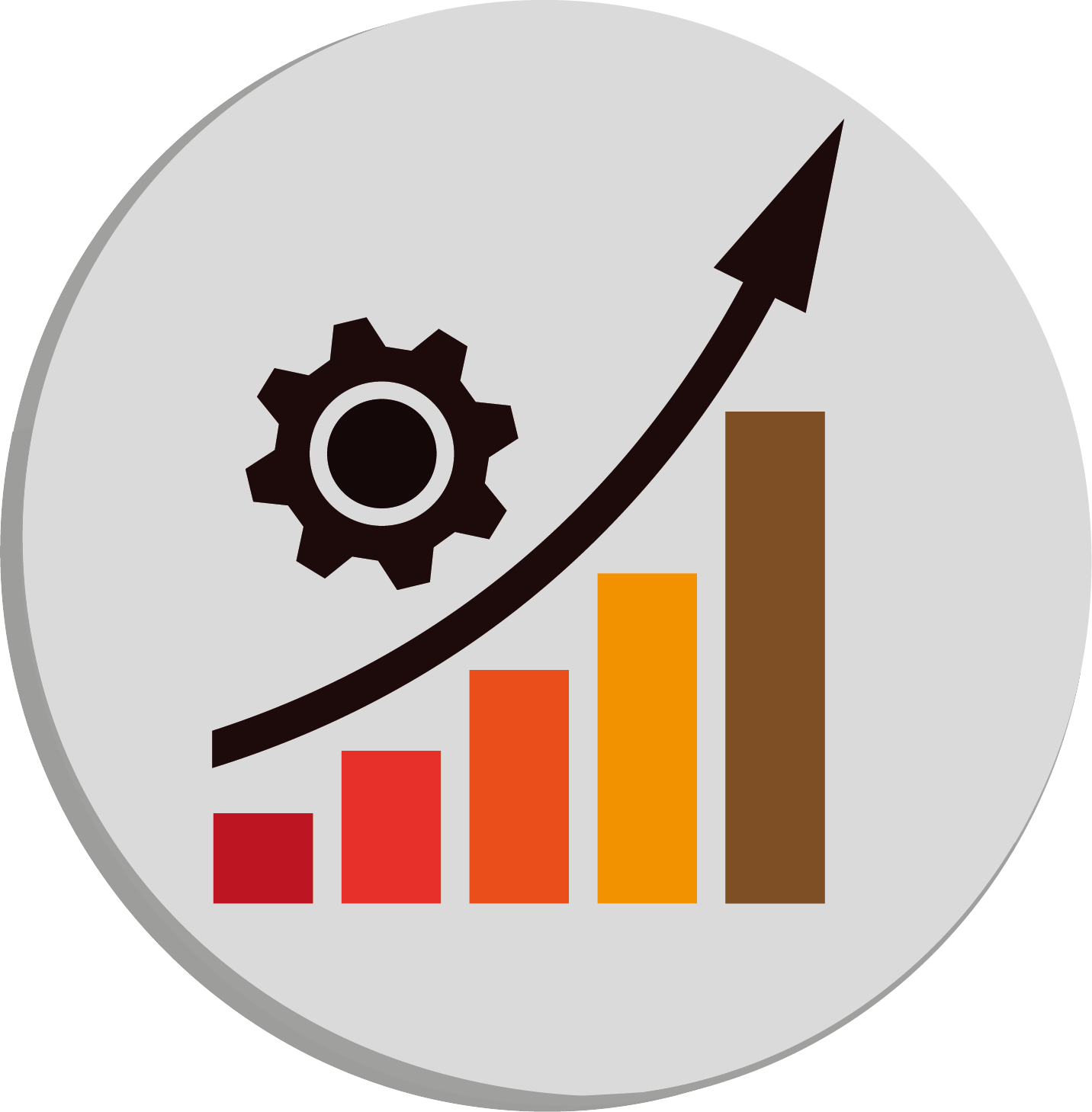 Imagen de un círculo que contiene un gráfico de crecimiento constante