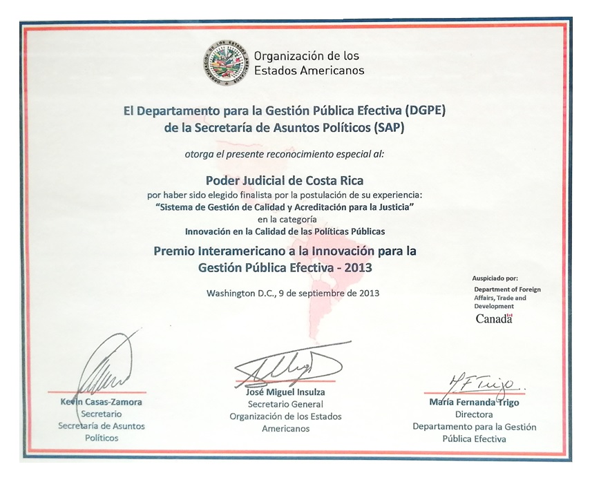 Reconocimiento realizado por la OEA